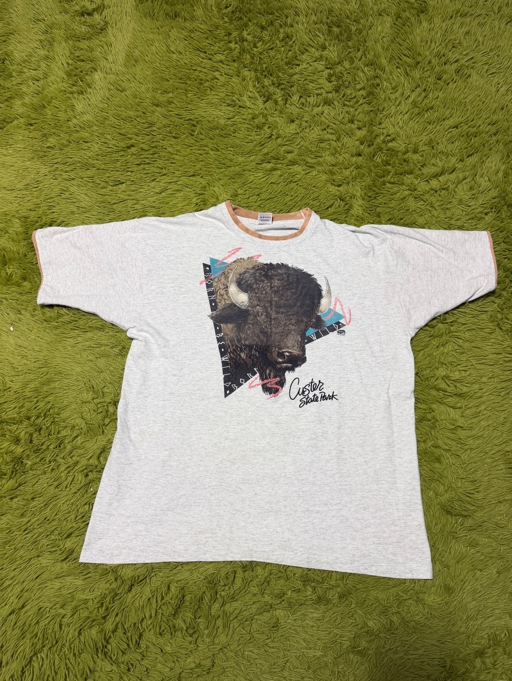 Vintage 90s Bison Animal Nature Graphic T-shirt Size XL Gray